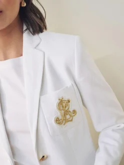 Lauren Ralph Lauren White Anfisa Bullion Jacquard Blazer^Women Blazers|Suits & Tailoring