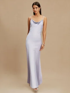 Clearance Next Lavender Purple Satin Cowl Neck Wedding Guest Bridesmaid Maxi Dress