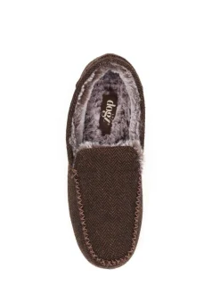 Lazy Dogz Blue Hendrix II Faux Fur Lined Full Slippers Brown