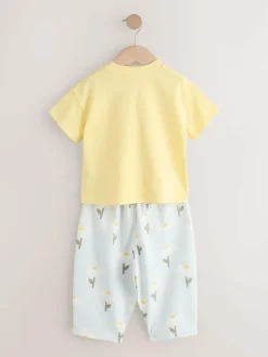 Next Lemon Yellow Daisy Short Sleeve Top and Barrel Trousers Set (3mths-7yrs)^ Tops|Sets & Coords