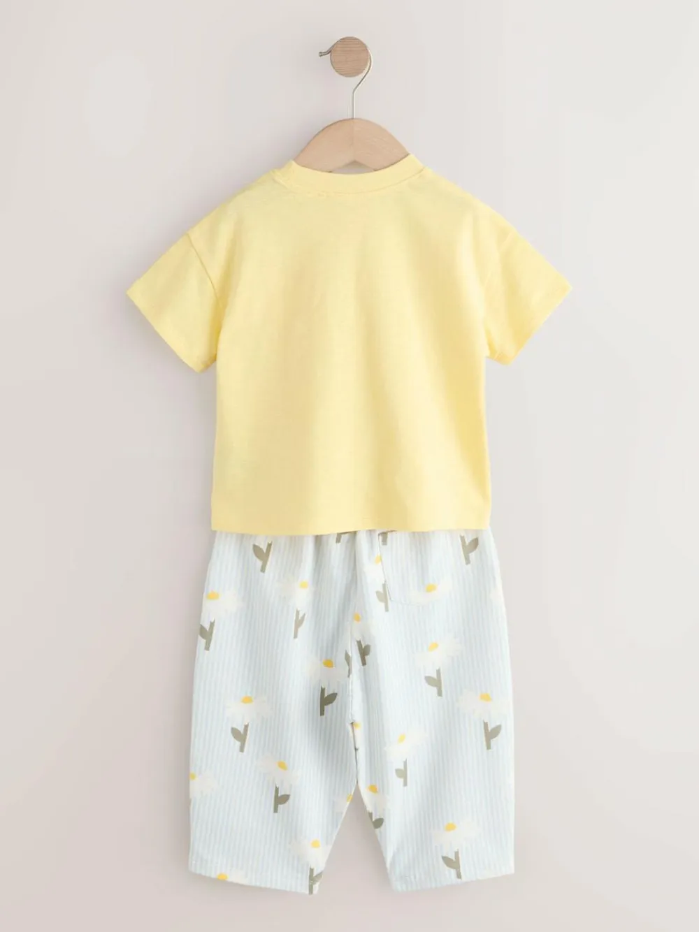 Next Lemon Yellow Daisy Short Sleeve Top and Barrel Trousers Set (3mths-7yrs)^ Tops|Sets & Coords