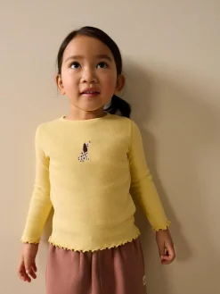 Next Long sleeve Embroidered Ribbed Top (3mths-7yrs)^ Tops|Nightwear