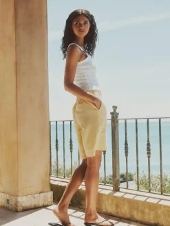 Next Linen Blend Knee Shorts^Women Shorts