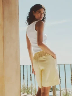 Next Linen Blend Knee Shorts^Women Shorts