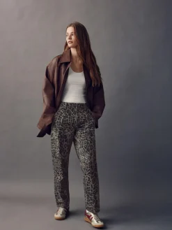 New Next Ankle Straight Leg Carpenter Jeans Leopard