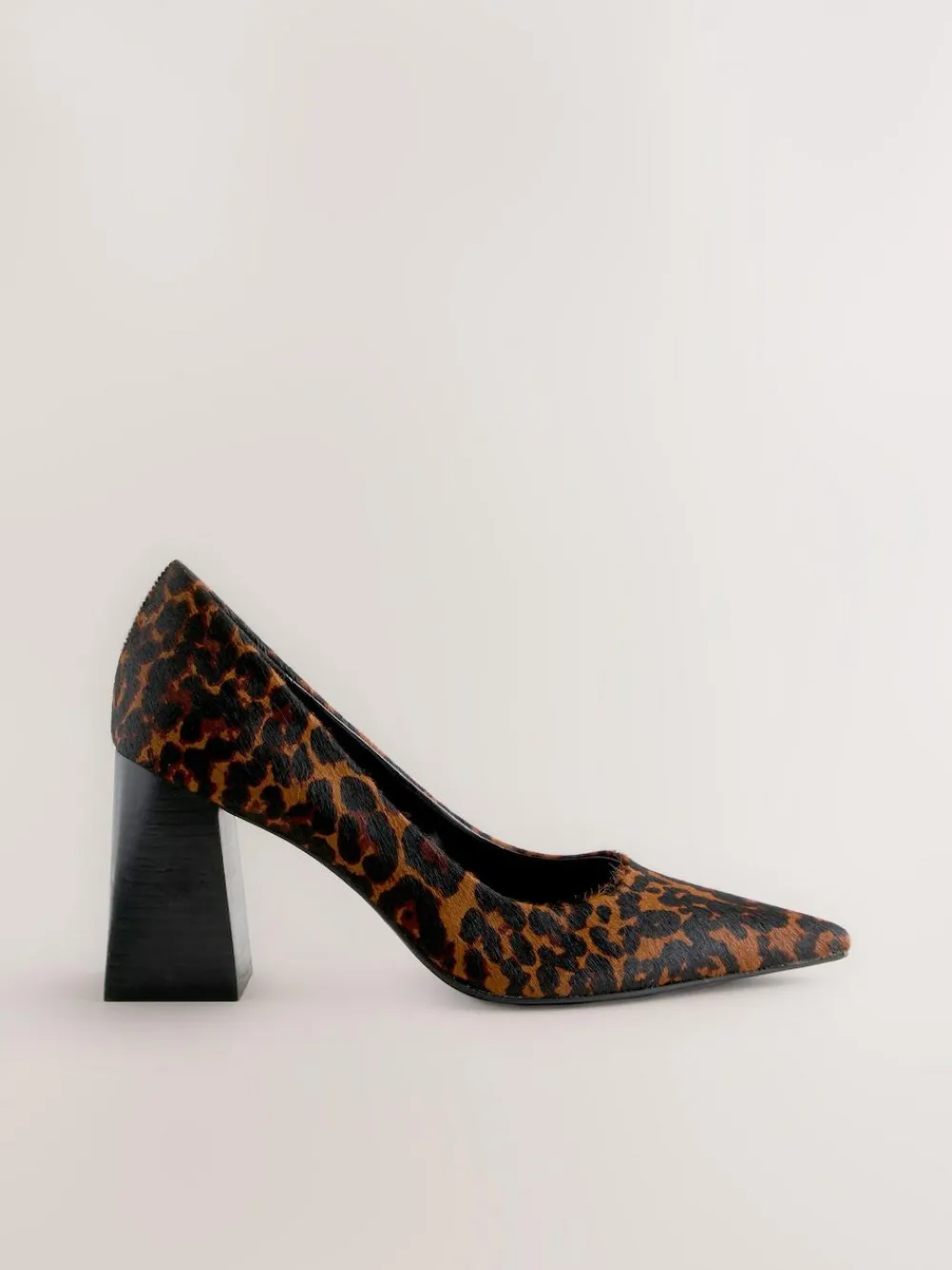 Hot Next Leather Block Court Heels Leopard