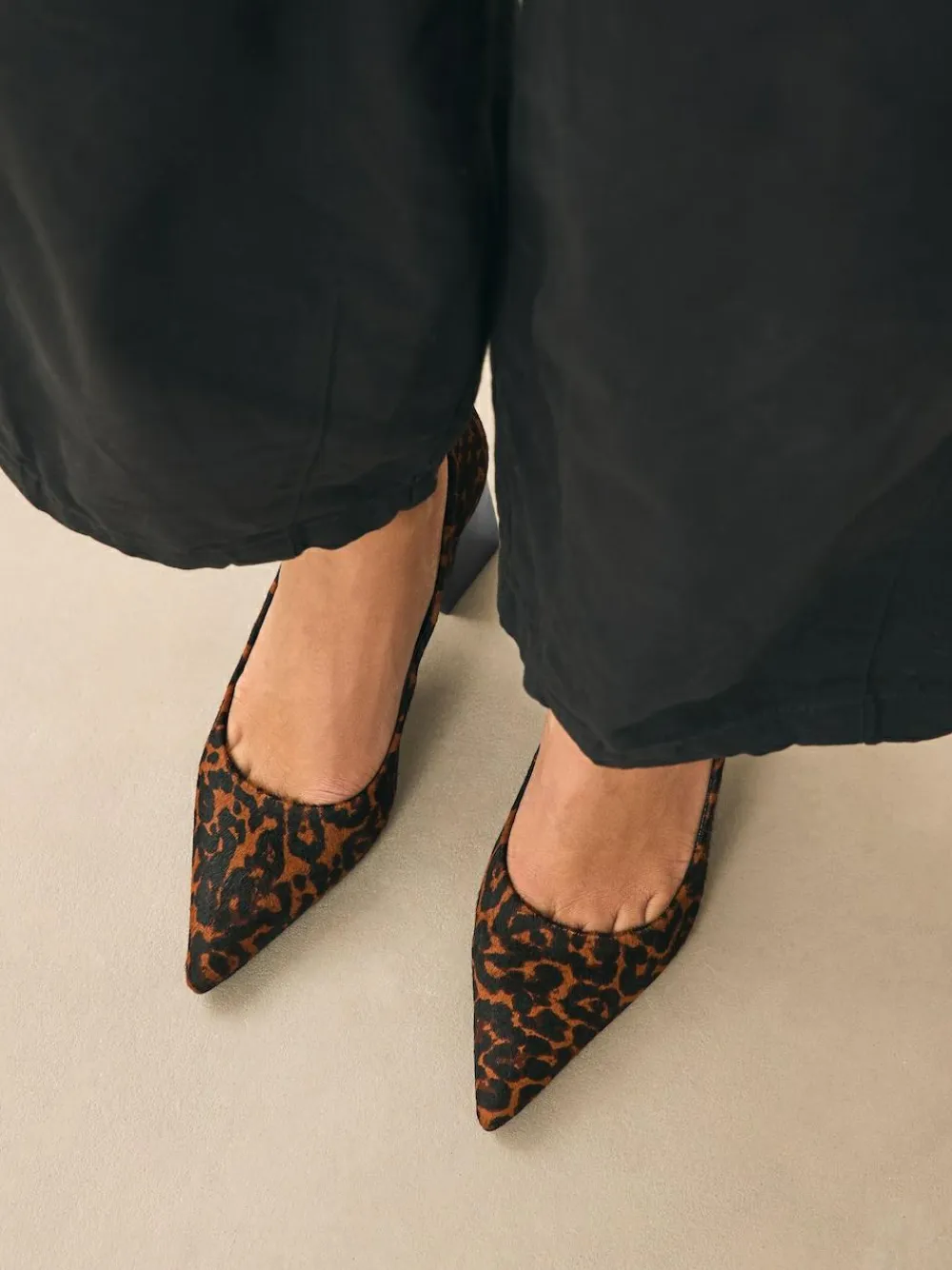 Hot Next Leather Block Court Heels Leopard