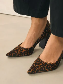 Hot Next Leather Block Court Heels Leopard