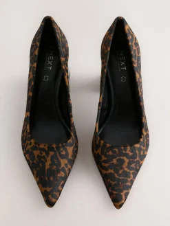Hot Next Leather Block Court Heels Leopard