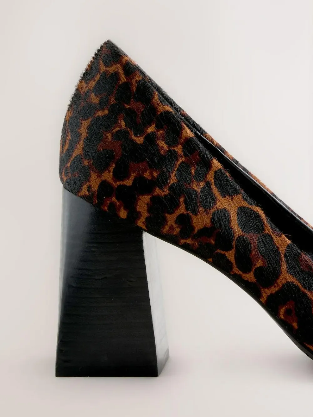 Hot Next Leather Block Court Heels Leopard