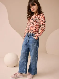 Next Leopard Long Sleeve Ribbed Top (3-16yrs)^ Nightwear|Tops