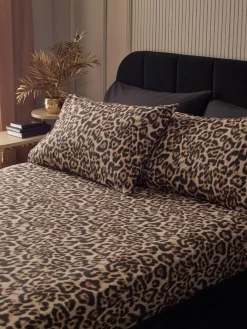 Clearance Next Leopard Print Brushed Fitted Sheet and Pillowcase Set
