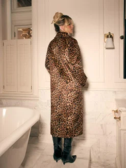 Next Leopard Print Faux Fur Long Coat^Women Coats & Jackets|Coats & Jackets