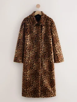 Next Leopard Print Faux Fur Long Coat^Women Coats & Jackets|Coats & Jackets