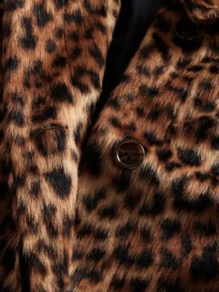 Next Leopard Print Faux Fur Long Coat^Women Coats & Jackets|Coats & Jackets