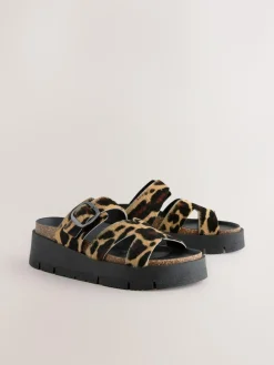 Discount Next Leather Strap Buckle Detail Sandals Leopard Print