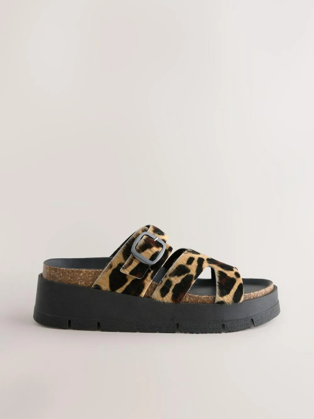 Discount Next Leather Strap Buckle Detail Sandals Leopard Print