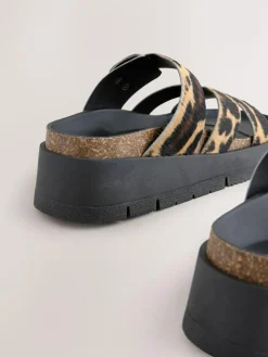 Discount Next Leather Strap Buckle Detail Sandals Leopard Print