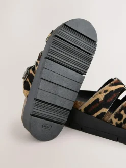 Discount Next Leather Strap Buckle Detail Sandals Leopard Print