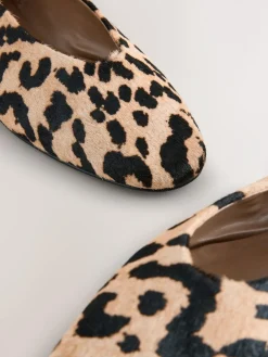 Discount Next Leopard Print Standard/Wide Fit Leather Round Toe Ballerinas