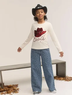 Levi's Blue Leopard Print Jacquard High Rise Baggy Jeans