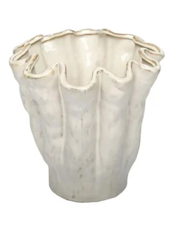 Online Libra Interiors Cream Medium Coralie Glazed Vase