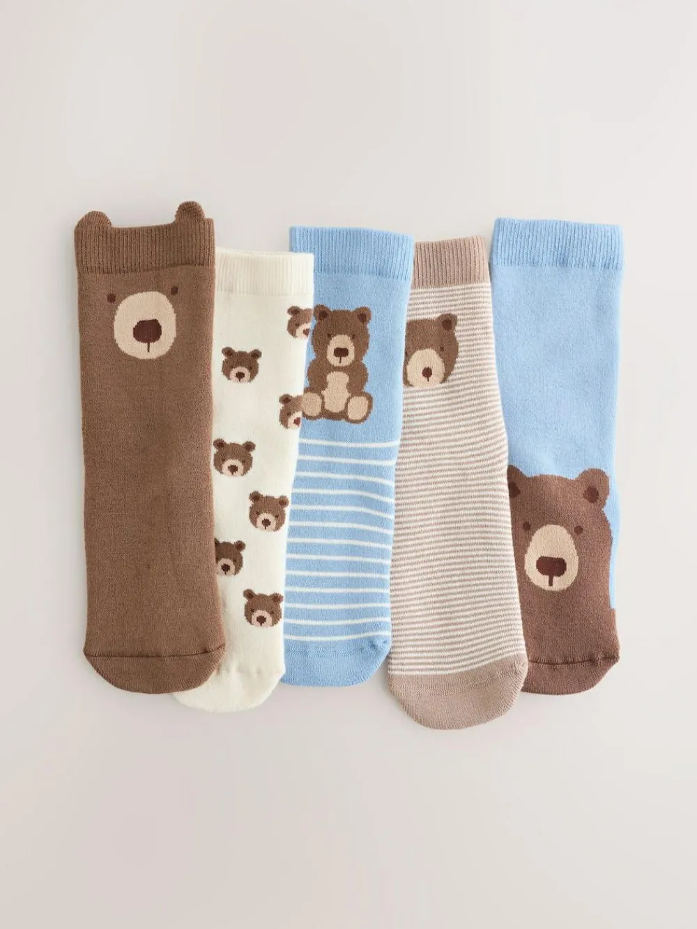 Sale Next Light Blue Bear Cosy Terry Cotton Rich Socks 5 Pack