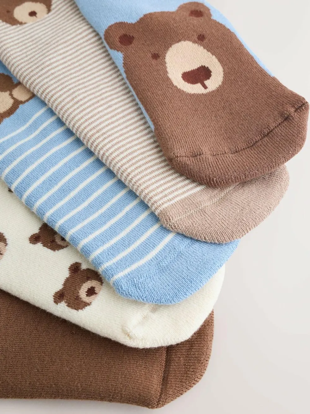 Sale Next Light Blue Bear Cosy Terry Cotton Rich Socks 5 Pack