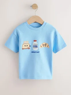 Next Light Blue Breakfast Trio Short Sleeve Appliqué T-Shirt (3mths-7yrs)^BOY Tops|T-Shirts
