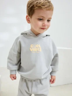 Discount Next Cool Vibes Printed Hoodie and Joggers Set (3mths-7yrs) Light Blue