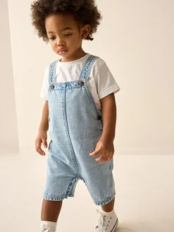Hot Next Light Blue Denim Slouch Dungarees (3mths-7yrs)