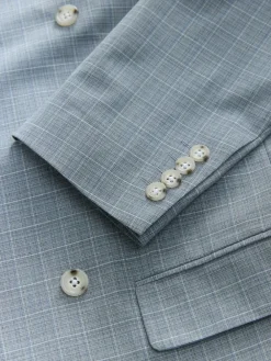 Next Light Blue Double Breasted Check Suit Jacket^ Blue Suits