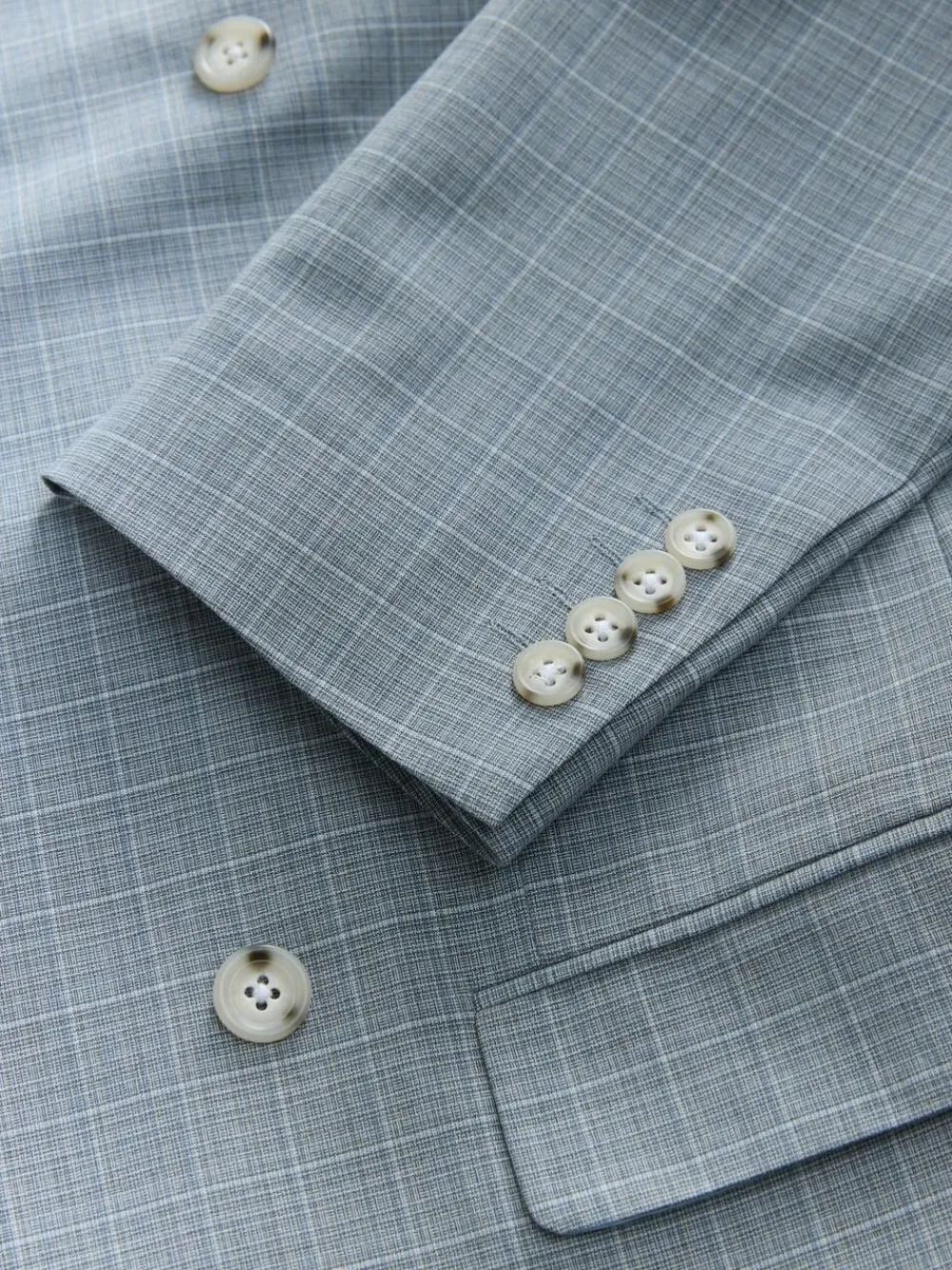 Next Light Blue Double Breasted Check Suit Jacket^ Blue Suits