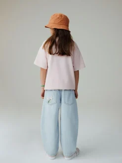 Next Light Blue Floral Embroidered Barrel Jeans (3-16yrs)^ Jeans