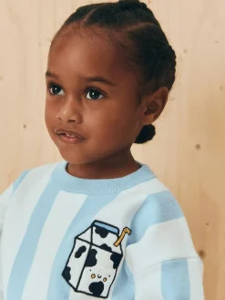 Online Next Light Blue Knitted Crew Neck Jumper (3mths-7yrs)