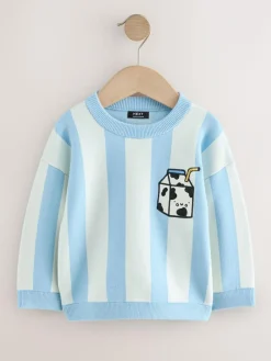Online Next Light Blue Knitted Crew Neck Jumper (3mths-7yrs)