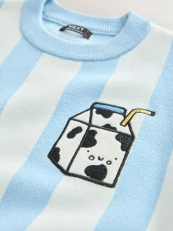 Online Next Light Blue Knitted Crew Neck Jumper (3mths-7yrs)