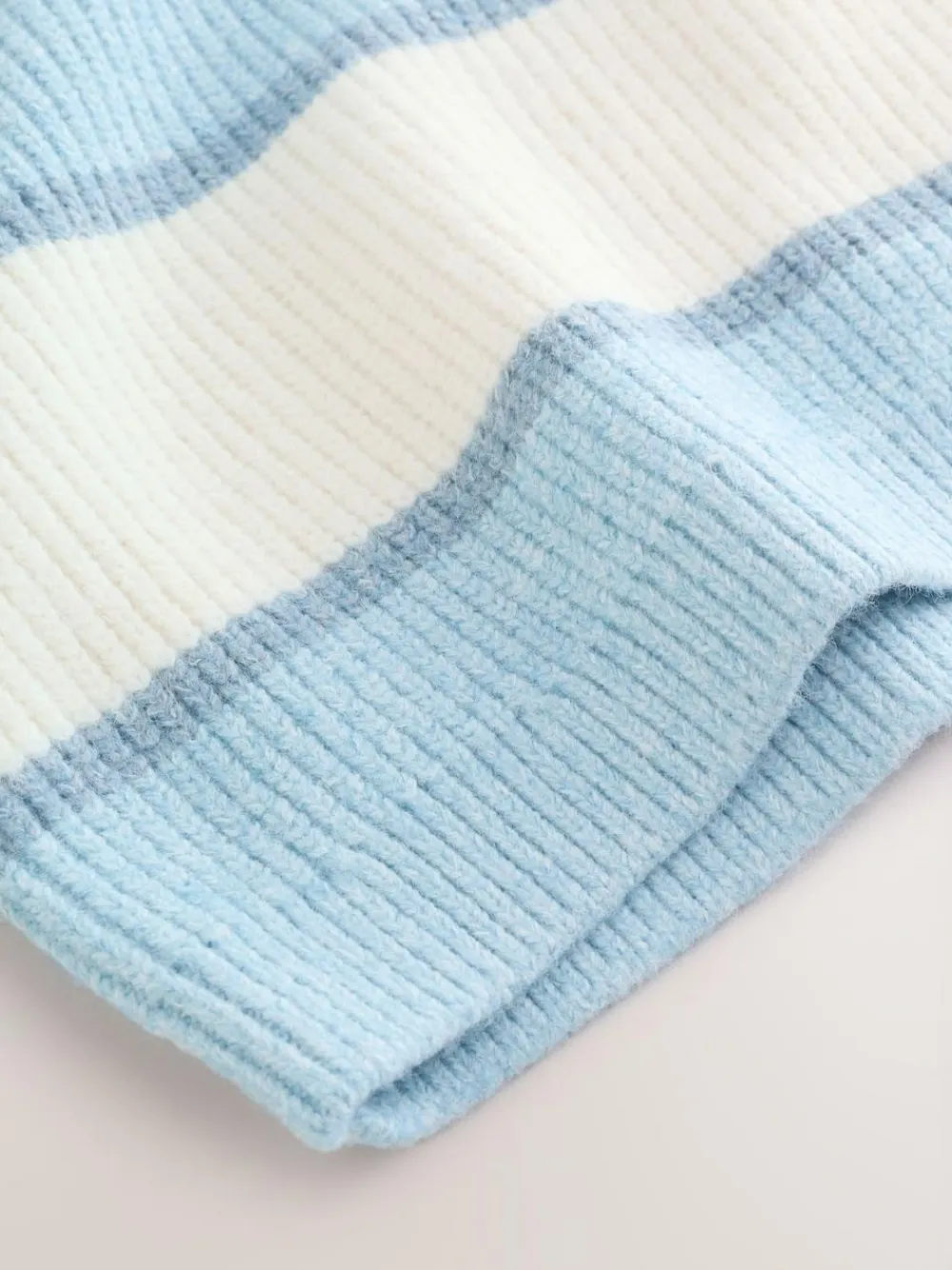 Next Knitted Stripe Rugby Polo Shirt (3mths-7yrs) Light Blue