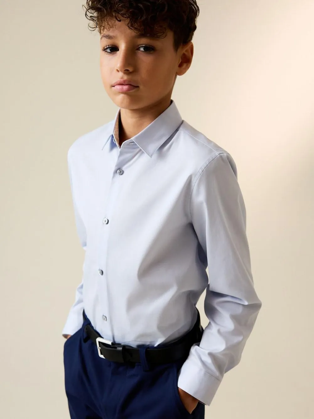 Online Next Light Blue Long Sleeves Smart Trimmed Shirt (3-16yrs)