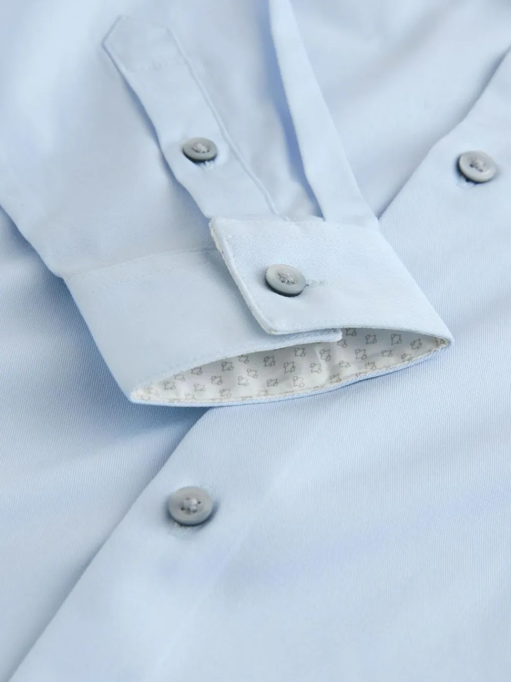 Online Next Light Blue Long Sleeves Smart Trimmed Shirt (3-16yrs)