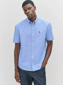 Next Light Blue Regular Fit Short Sleeve Oxford Shirt^ Shirts