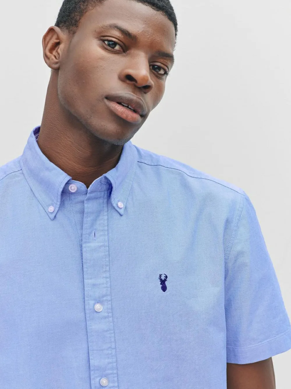 Next Light Blue Regular Fit Short Sleeve Oxford Shirt^ Shirts
