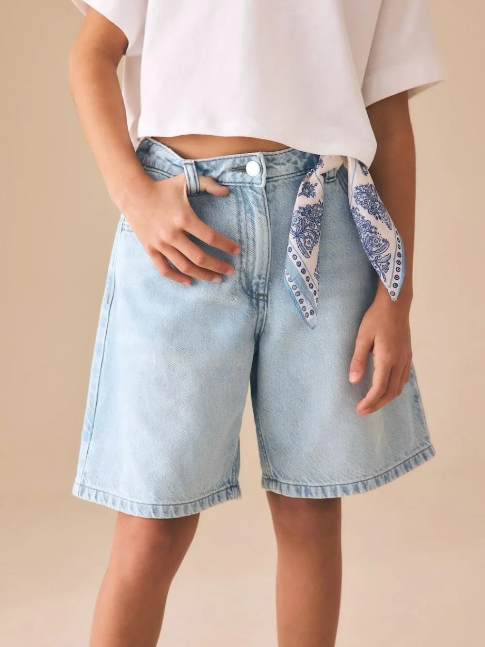 Best Next Regular Length Relaxed Denim Shorts (3-16yrs) Light Blue