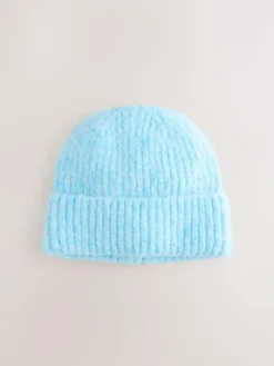 Next Light Blue Ribbed Beanie Containing Wool Hat^Women Hats