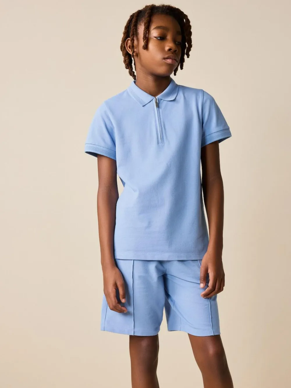 Clearance Next Short Sleeve Polo Shirt and Shorts Set (3-16yrs) Light Blue