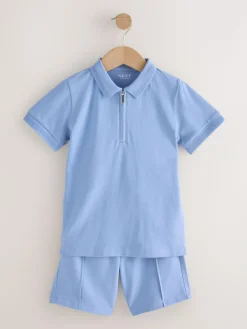 Clearance Next Short Sleeve Polo Shirt and Shorts Set (3-16yrs) Light Blue