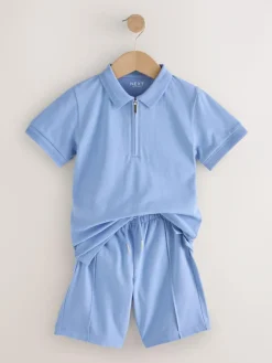 Clearance Next Short Sleeve Polo Shirt and Shorts Set (3-16yrs) Light Blue
