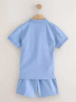Clearance Next Short Sleeve Polo Shirt and Shorts Set (3-16yrs) Light Blue