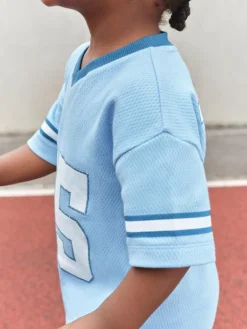 Sale Next Short Sleeve Varsity Shorts Set (3mths-7yrs) Light Blue