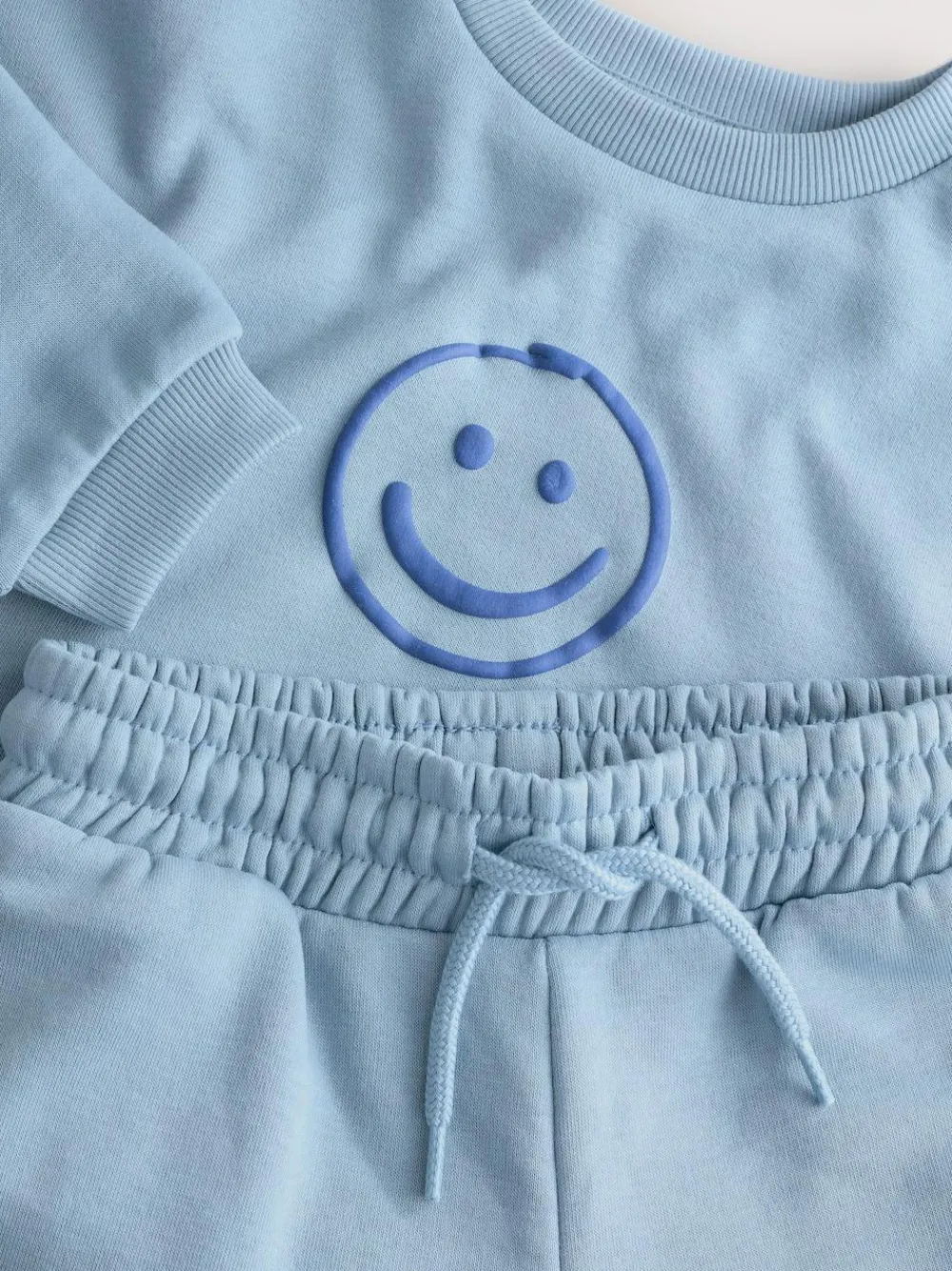 Next Single Printed Crew Neck Sweat Top & Joggers Set (3mths-7yrs) Light Blue